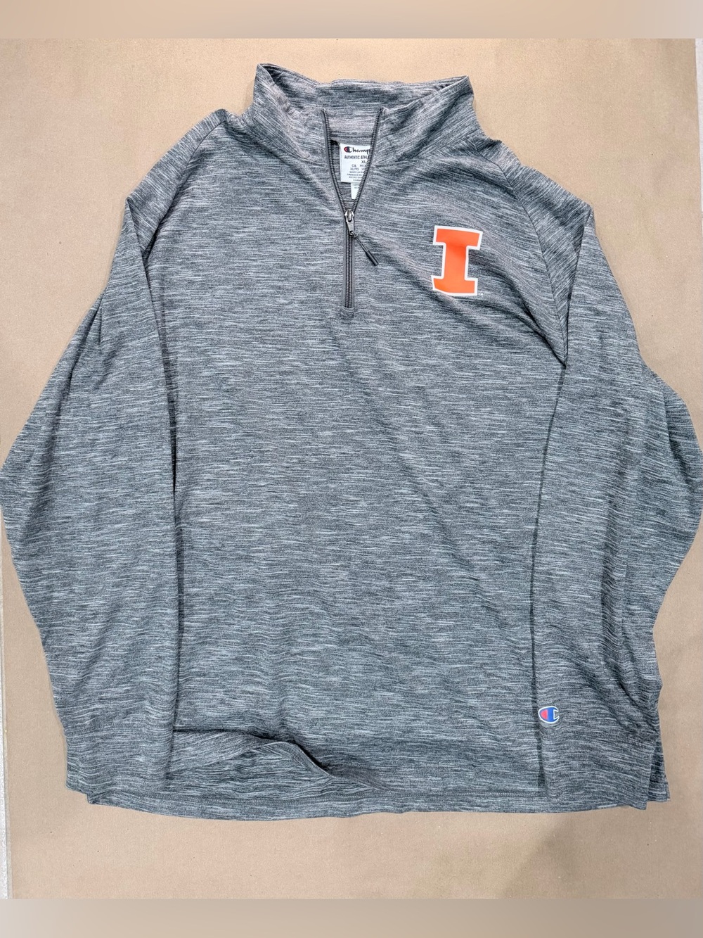 Champion University of Illinois Quarter‑Zip – Men’s XL Gray Performance Pullover